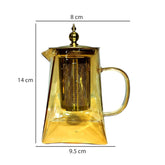 Golden Brown Borosilicate Glass Teapot – 750ml Heat-Resistant Tea Maker with Handle & Stainless Steel Strainer